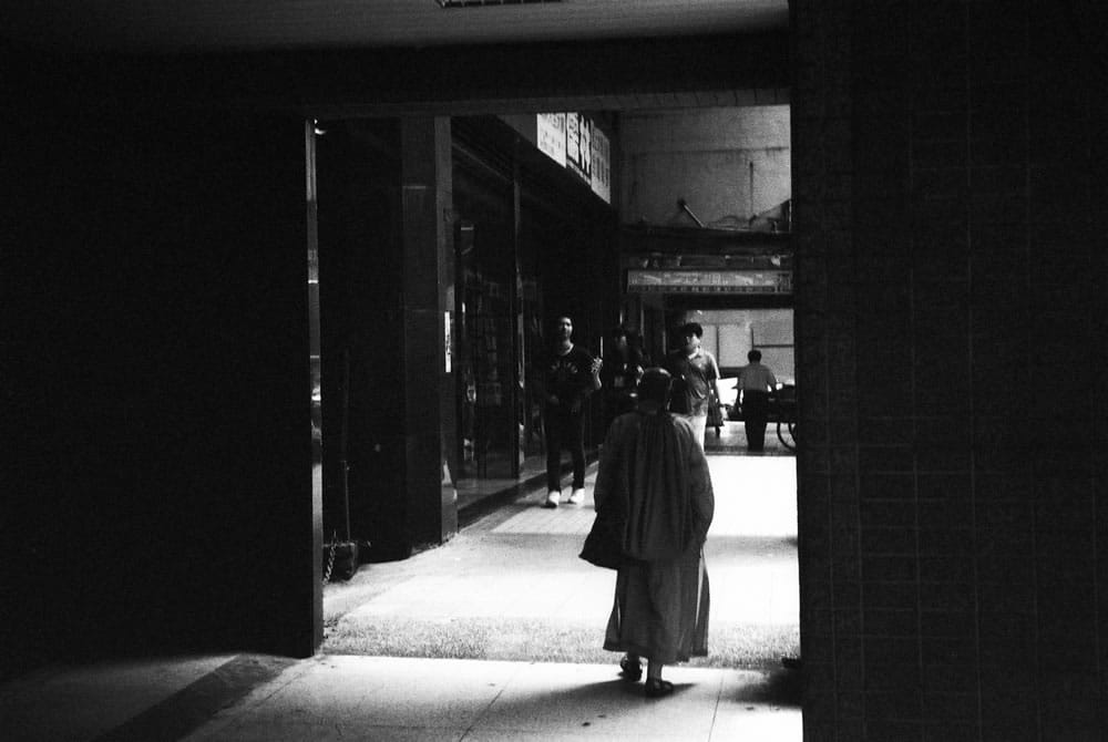 Passage - Kodak Tri-x 400 shot at ISO6400. Black and white negative film in 35mm format. Push processed 4-stops.