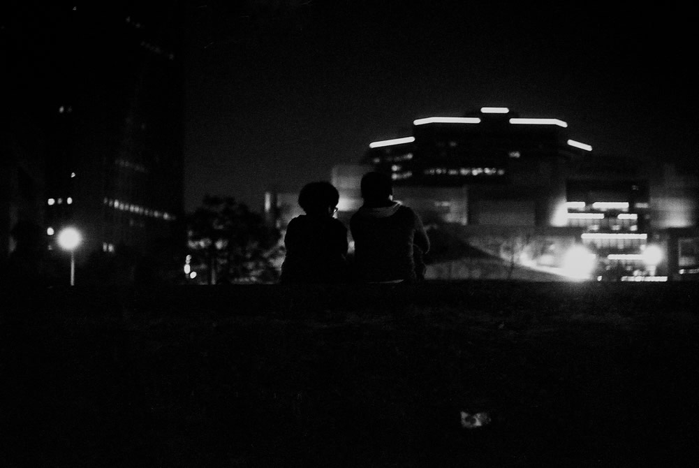 Long into the night - Kodak Hawkeye Traffic Surveillance Black and White Film 2485 shot at EI 800. Black and white negative film in 35mm format. Push processed one-stop.